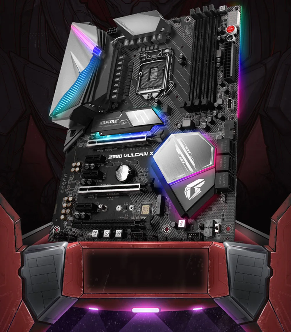 Красочная многофункциональная Материнская плата Intel IGame Z390 Vulcan X V20