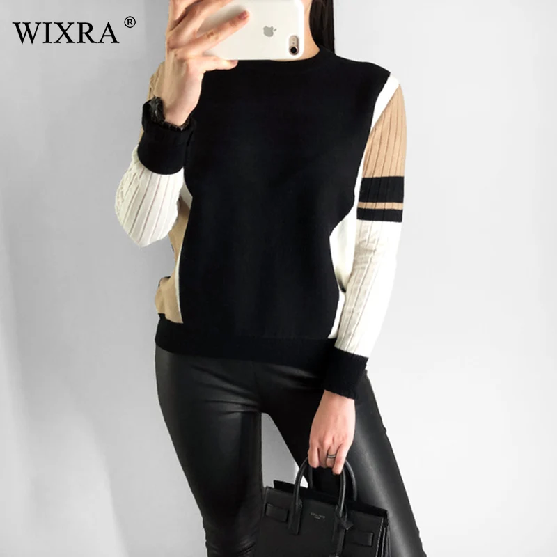 Wixra Winter Spring Autumn O Neck Soft Knit Sweater For Women Long Sleeve Pullovers Sweaters Womens Clothing | Женская одежда