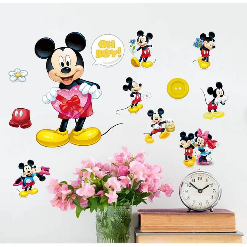 Креативные наклейки на стену с изображением Микки и Минни украшения для детского