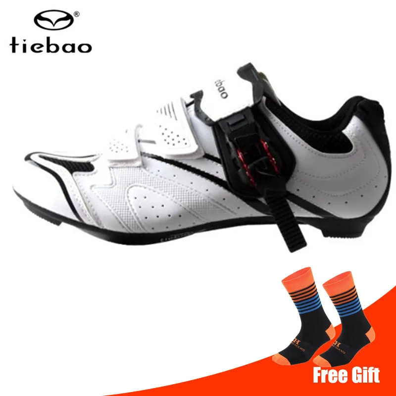 add socks Tiebao, Мужская обувь для шоссейного велоспорта, набор с педалью, sapatilha ciclismo, для гонок, велосипеда, самоблокирующиеся, велосипедные кроссовки, спортивные, профессиональные - Цвет: add socks