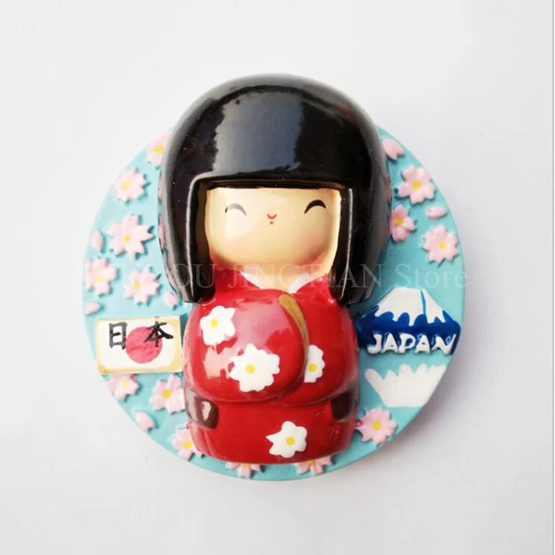 Blue Geisha Туристический сувенир магниты для холодильника стикер Япония Hokkaido Fuji горный Sumo Geishas Поющая девушка ниндзя ручная роспись 3D Смола Декор - Цвет: Blue Geisha