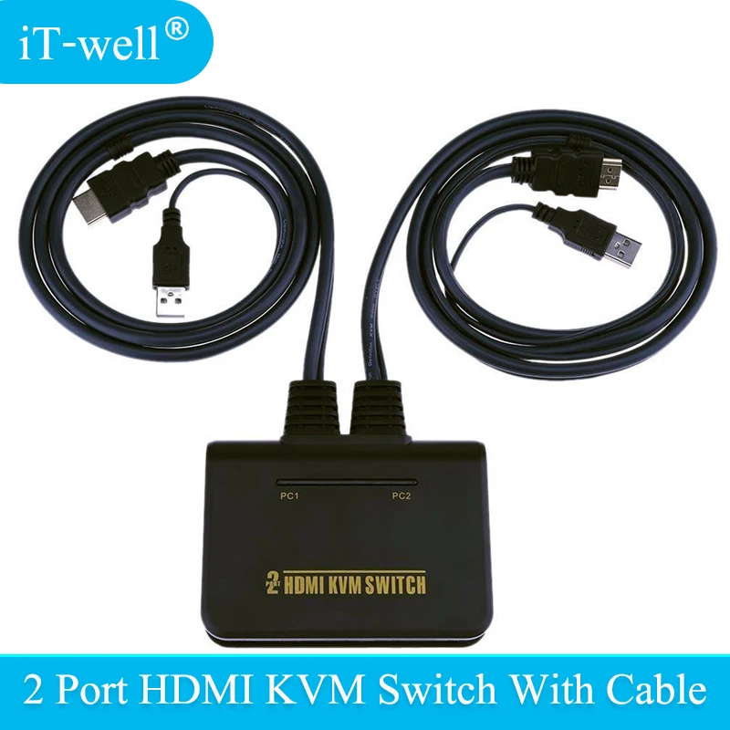 IT well 2 порта usb Kvm hdmi переключатель USB 0 KVM преобразователь Переключатель аудио