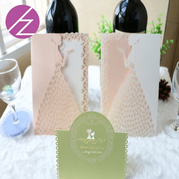 

100pcs/lot shimmer paper pretty Wedding Dress Decoration supply Wedding Invitation Card girl invitation card QJ-12