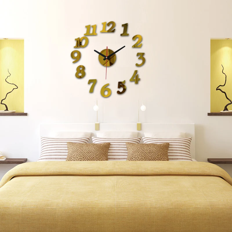 Топ Мода 3d diy акриловая наклейка для зеркала настенные часы horloge большая гостиная декоративная игла
