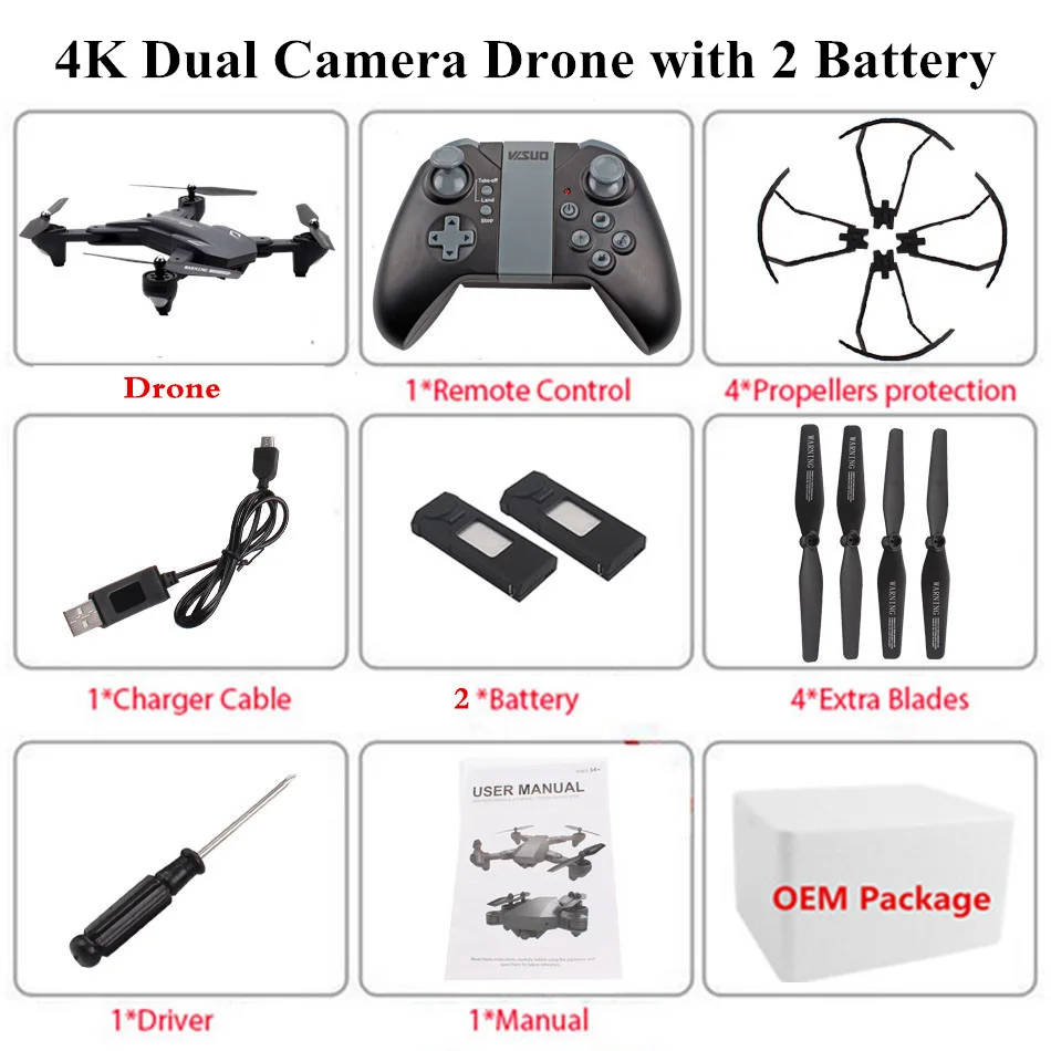 4K 2B Foam Box VISUO XS816 Радиоуправляемый Дрон с 720 P/4 K двойной камерой Дрон оптический поток Квадрокоптер с камерой жестом Квадрокоптер для селфи, Дрон - Цвет: 4K 2B Foam Box