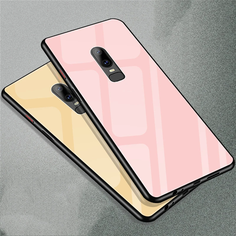 Чехол для Oneplus 6 закаленное стекло жесткая задняя крышка мраморный мультяшный Кот