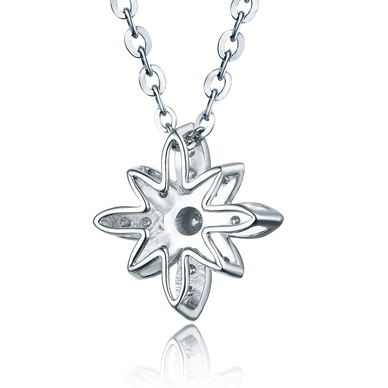 Ожерелье с подвеской в форме цветка и бриллианта белое золото 18 карат|real 18k gold|gold