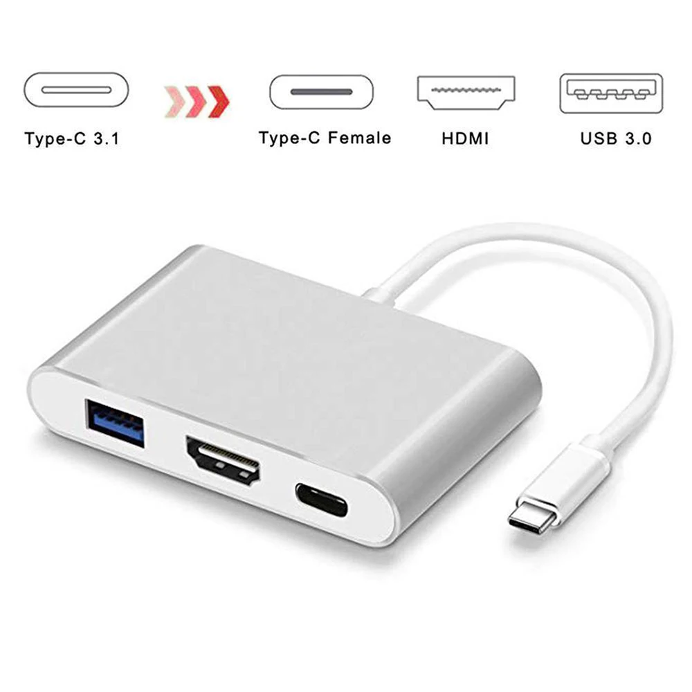 Новый Тип C к HDMI + USB 3 в 1 концентратор Splitrer адаптер питания зарядный кабель
