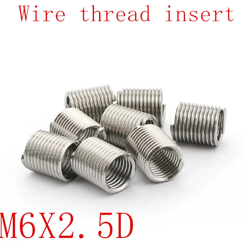 

50pcs M6*1.0*2.5D Wire Thread Insert Stainless Steel 304 Wire Screw Sleeve, M6 Screw Bushing Helicoil Wire Thread Repair Inserts