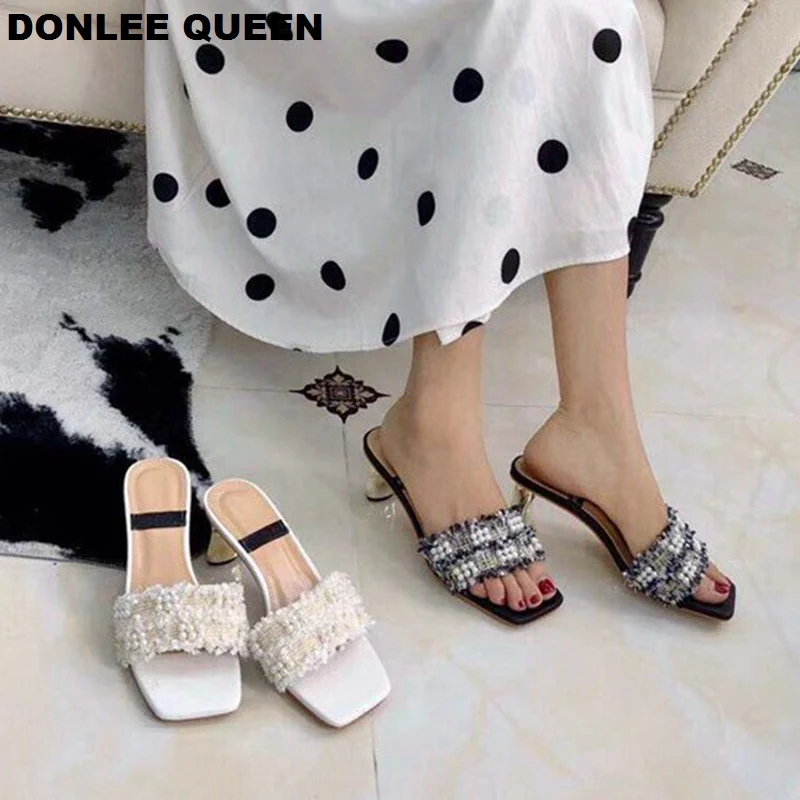 DONLEE QUEEN/брендовые шлепанцы с жемчугом женские шлёпанцы босоножки на