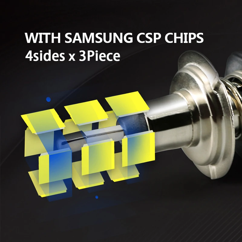 HLXG 2 шт. светодиодные лампы H7 4 стороны 10000 мл с чипами SAMSUNG CSP 40 Вт лампочки для