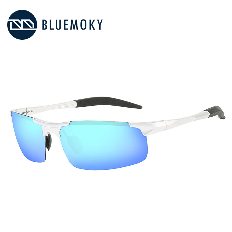 Мужские спортивные солнцезащитные очки BLUEMOKY без оправы, поляризационные, UV400, солнцезащитные очки для мужчин, для вождения, Полароид, алюминиевые магниевые Оттенки для мужчин - Цвет линз: 004