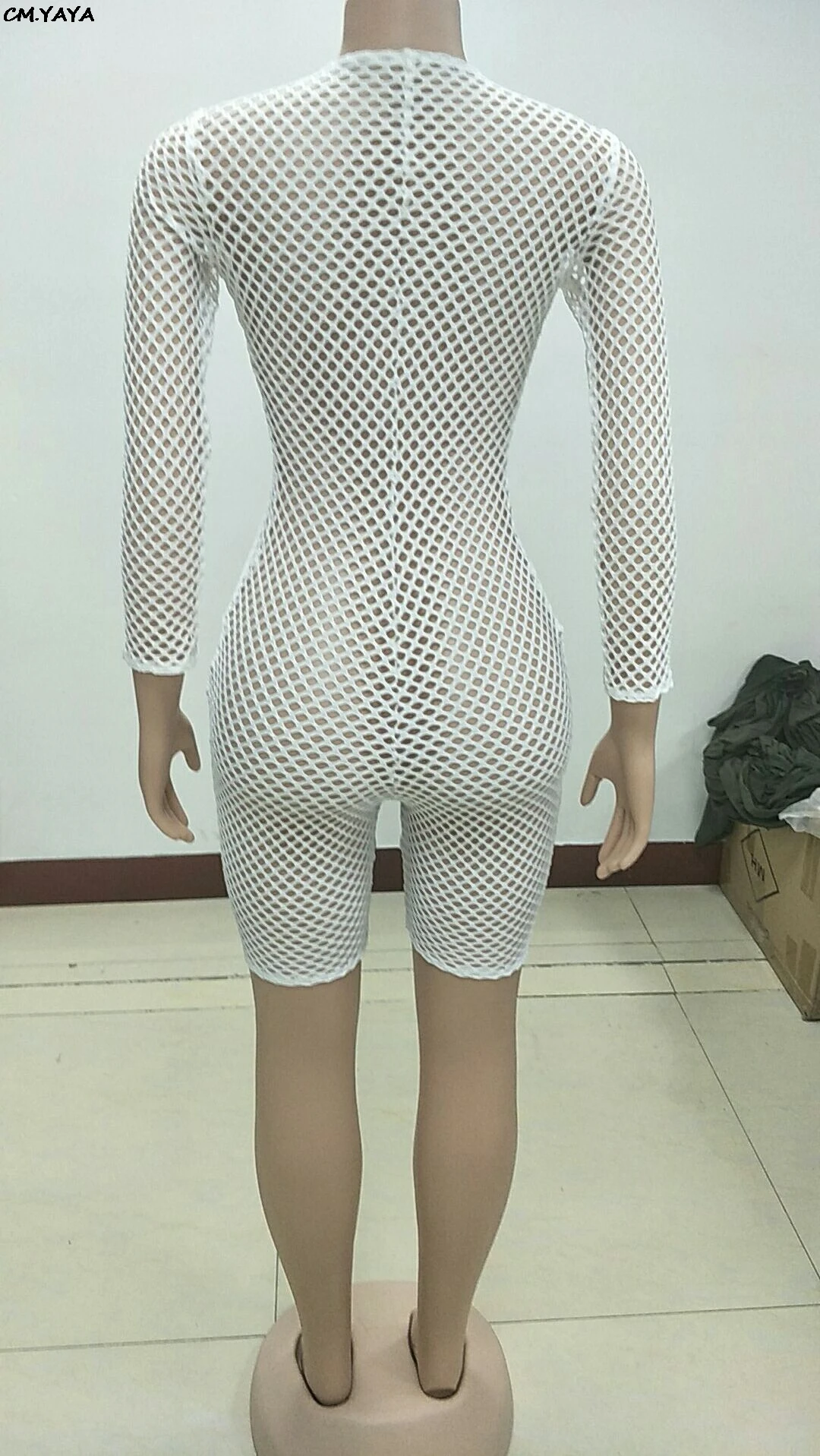 Новинка 2019 женский летний газовый сетчатый прозрачный комбинезон до колен с