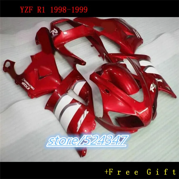 

Эй-Новый горячий! Комплект обтекателей из АБС-пластика для мотоцикла 1998 1999 YZFR1 98 99 YZF R1, красно-белый корпус, Обтекатели для Yamaha