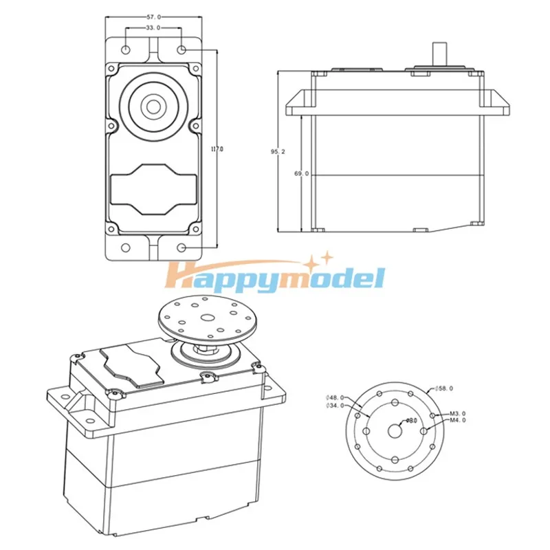 Happymodel SUPER300/SUPER500 с высоким крутящим моментом 12 V-24 V DC 300kg. См 500kg. См набор «сделай сам» для образования промышленный двигатель Робот