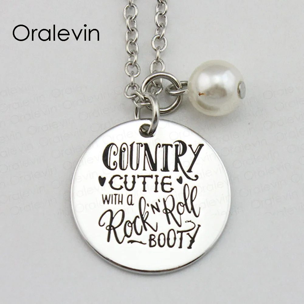 

Кантри Милашка с рок-н-ролл попой вдохновляющая ручная штампованная гравировка на заказ кулон ожерелье ювелирные изделия, 10 шт./лот, # LN1713