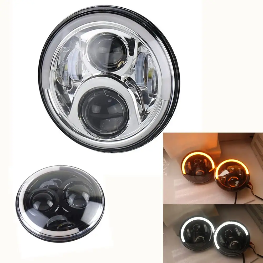 

Marloo 7 Inch Round LED Headlight White Halo Amber Signal Lights For Jeep Wrangler JK LJ TJ CJ Hummer H1 H2 Land Rover Defender