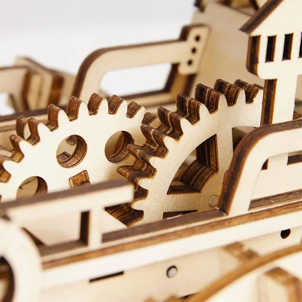 

DIY Gear Drive Wooden Puzzle Mechanical Model Kits Assembly Wood Card Blocks Children Intelligence Development Toys Gift