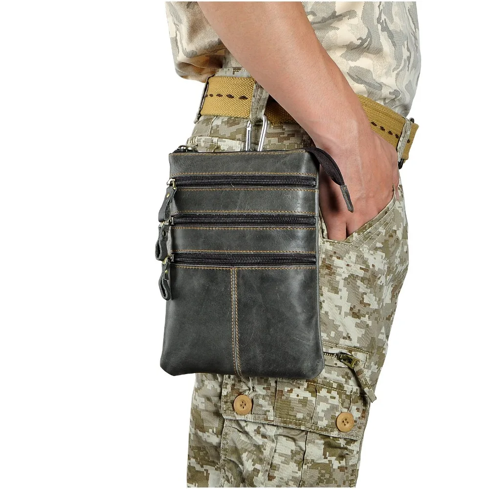 Модная многофункциональная Повседневная поясная сумка из натуральной кожи 8