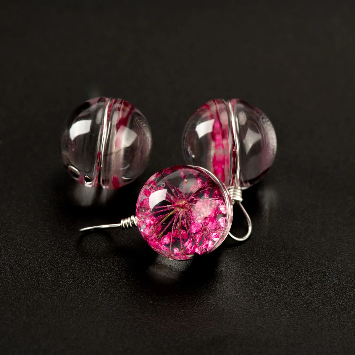 12 # высушенный цветок в стеклянной бусинке DIY Стеклянные Подвески Подвеска для