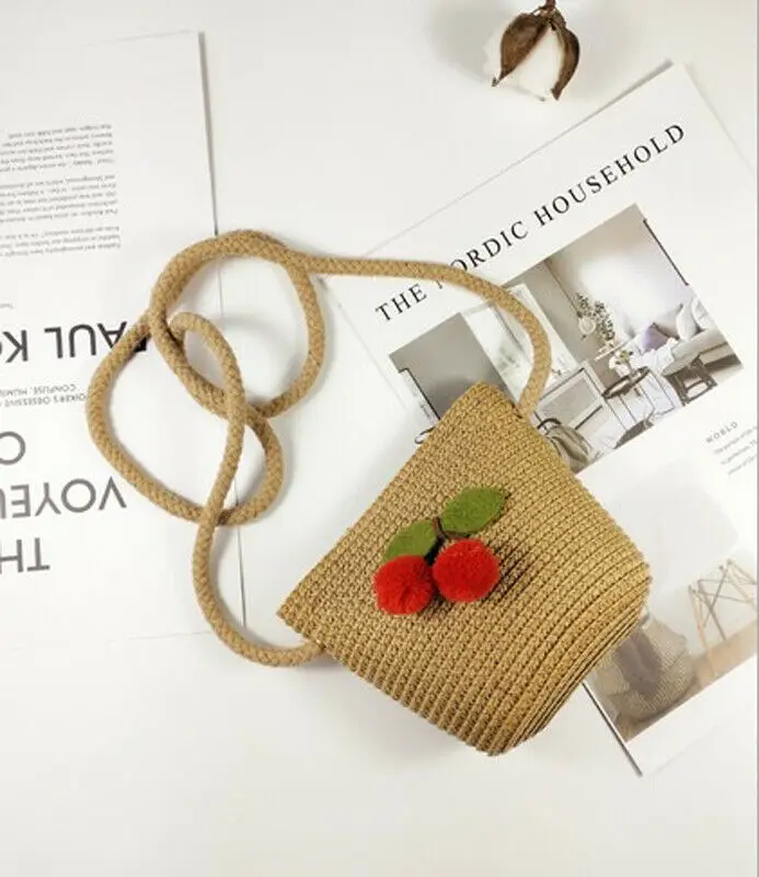 Детские Мини кошельки и сумочки Соломенная пляжная сумка для маленьких девочек