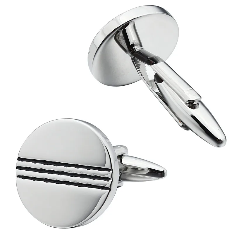 Круглые запонки HAWSON с черной эмалью мужские для французских рубашек простая