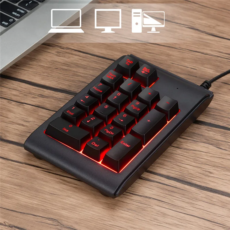 CAPRPIE 3 цвета с подсветкой USB Проводная мини-клавиатура с номером Водонепроницаемая цифровая клавиатура для ПК ноутбука 81219