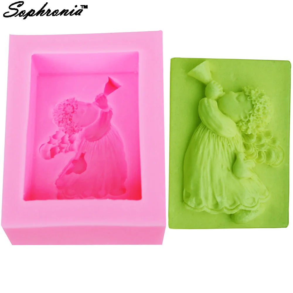 Формы для свечей S077 Angel Play, форма для мыла, кухонные силиконовые формы для выпечки из смолы, домашнее украшение, 3D глина для творчества, принадлежности для мыла