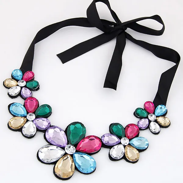 

Модное колье, массивное ожерелье для женщин, bijoux, ленточная цепочка, ожерелье из акриловых цветов и кулонов, женское ювелирное изделие, пода...