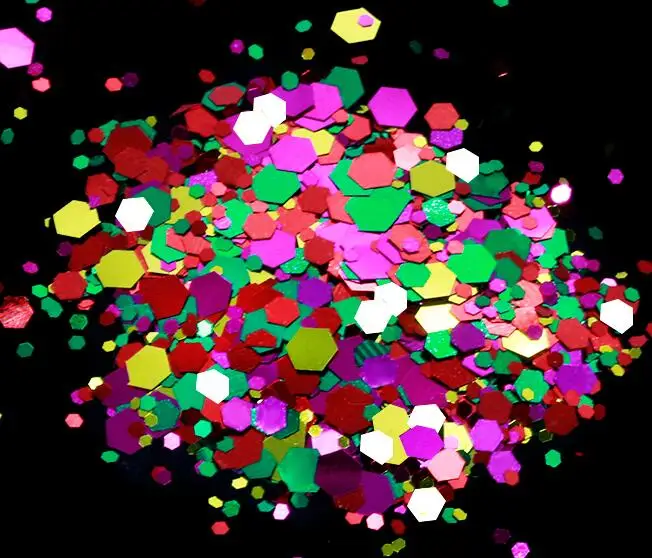 2-50g in one bag 50g/bag Chunky Glitter Nail Sequins Iridescent Flakes Ultra-thin Colorful Mixed Paillette Festival Glitter Cosmetic Face Glitter - Цвет: 2-50g in one bag
