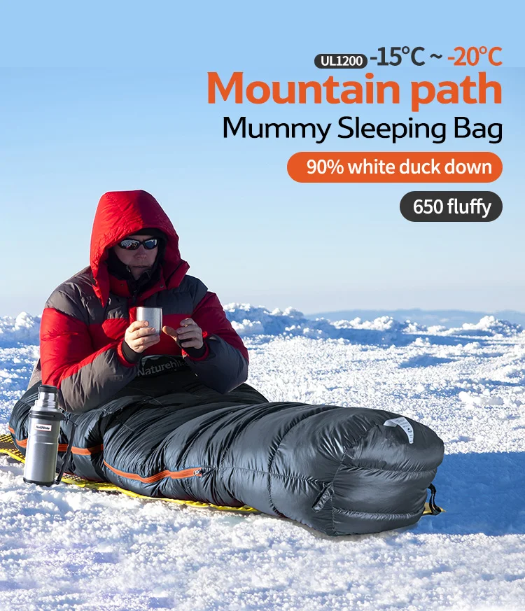 Naturehike фабрика 90% утиный пух спальный мешок горная тропа Мумия утолщающийся