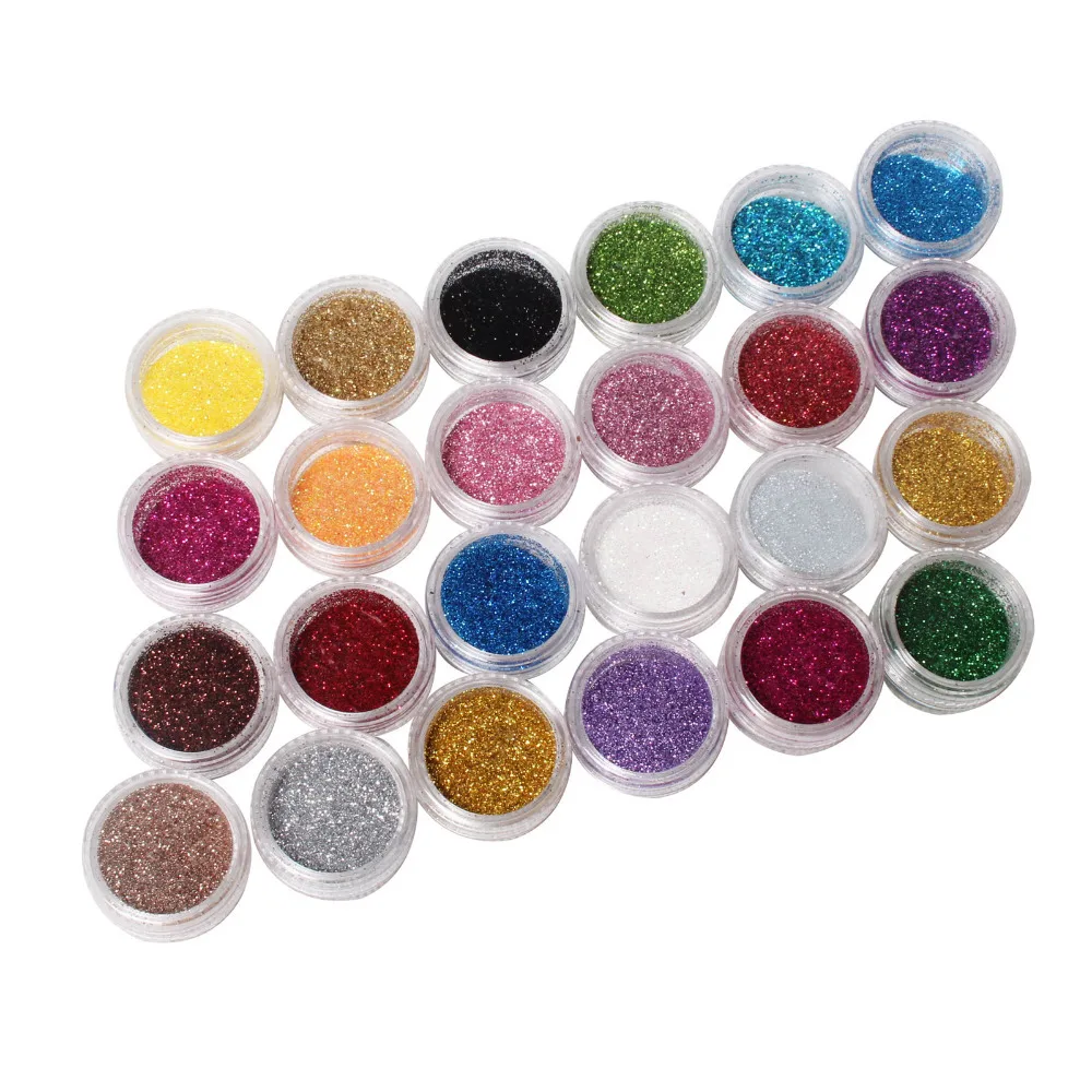 

24 Colors Nail Art Glitter Powder Dust For UV GEL Acrylic Powder Decoration Tips
