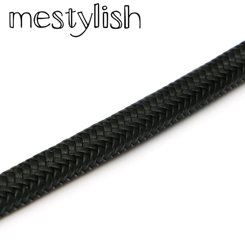 Mestylish 12*6 мм Плетеный кожаный шнур веревка плоский черный коричневый подходит для