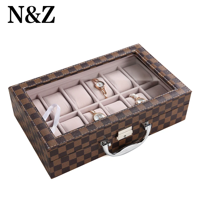 N & Z новый и модный 1 шт. 12 Сетки белые кожаные часы Дисплей Слот Чехол Коробка для