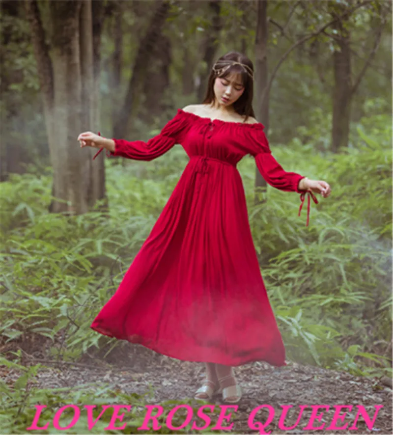 Женское винтажное платье с вырезом лодочкой Элегантное Длинное в японском стиле