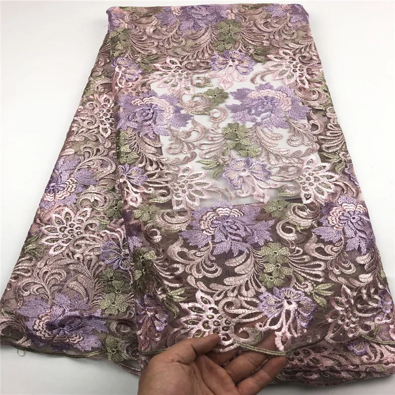 Best Quality Red African Tulle Lace Fabric High Embroidery French Net Mesh 2019 Nigeria For Wedding Party CHYF4 (2) | Дом и сад