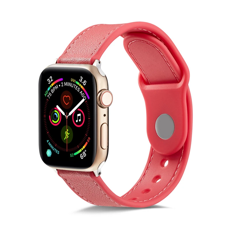 Ремешок из натуральной кожи для apple watch 4 5 полоса 42 мм 38 44 40 браслет TPU Мягкий часов