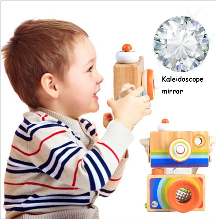 

Cartoon Cute Baby Kaleidoscope Wooden Toy Camera Kids Christmas Birthday Room Decor Photography Wooden Gift Playing Stationery