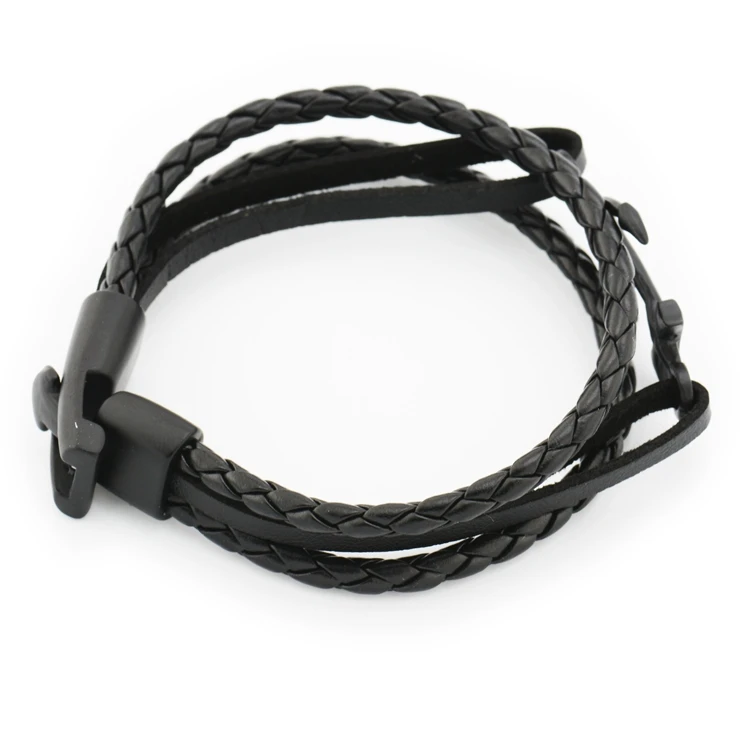 Vintage Anchor Bracelet Black Genuine Braided Leather Charm Bracelets Men Jewelry Party Gift Multi Layer Male Hip Hop | Украшения и