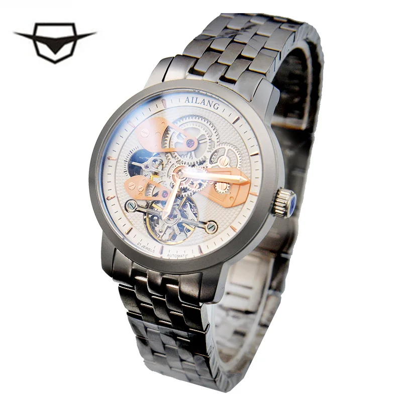 AILANG Мужские автоматические механические модные часы топового бренда Tourbillon