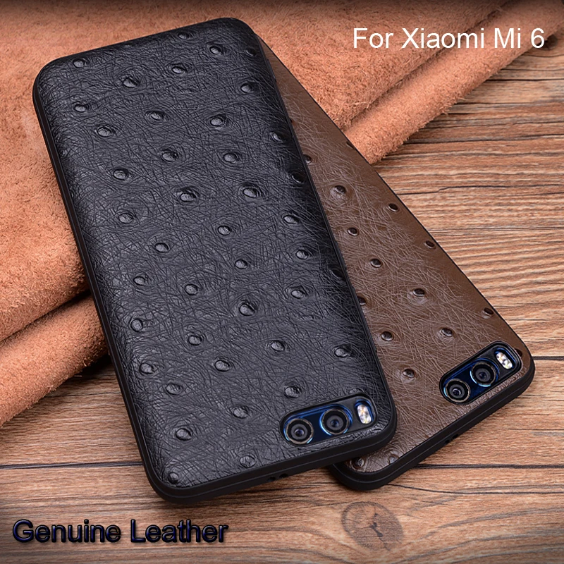 Полупакет из натуральной кожи чехол для телефона Xiaomi Mi 6 чехлы с узором страуса