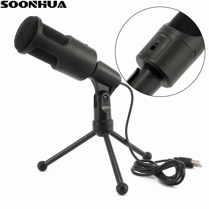 Портативный складной USB Студийный микрофон для звукозаписи Plug N play с