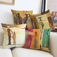 african woman painting cushion cover for safe pillow case 45x45 home decorative throw pillow cover car pillow chair bz 175