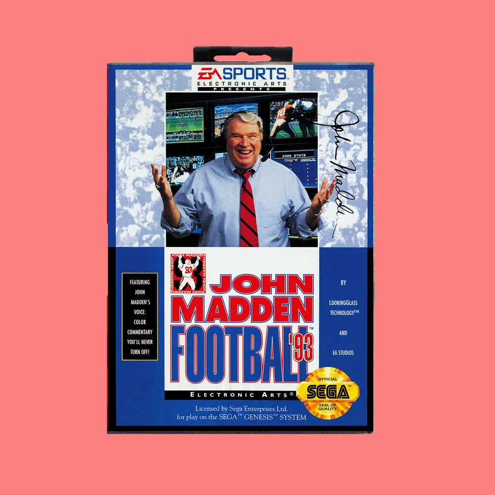 16-битная игровая карточка John madden football 93 с розничной коробкой для Sega Genesis &amp Mega Drive |