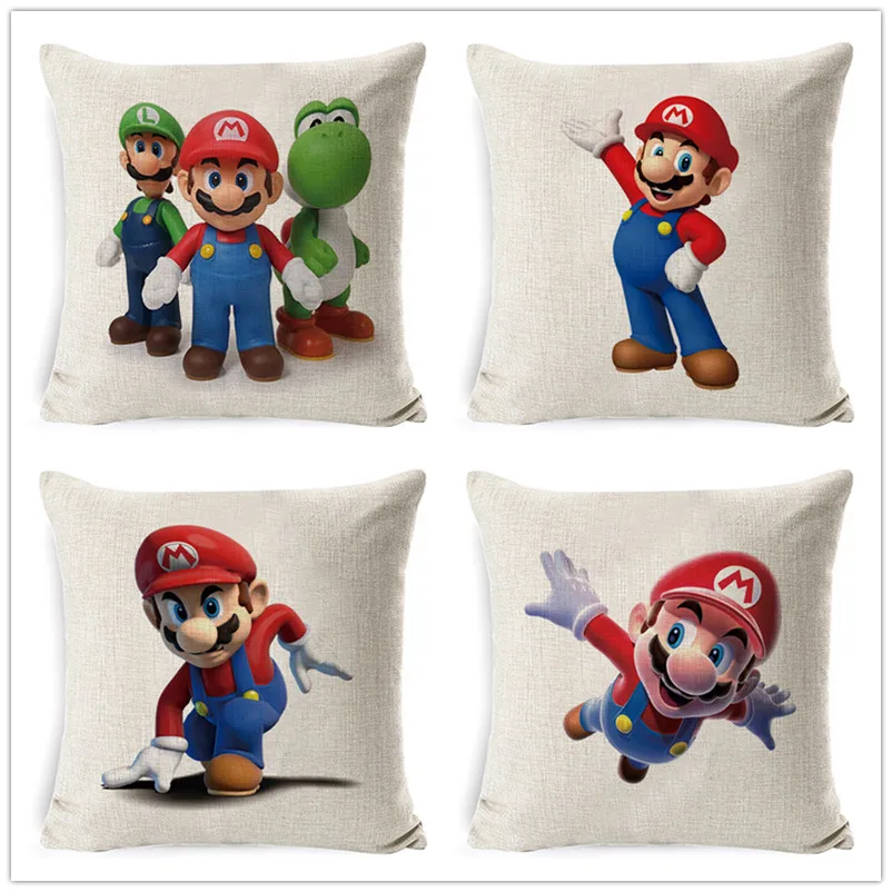Fokusent Чехлы Super Mario подушки Творческий хлопок льняная Подушка Чехол отель Подушка Чехол для подушки Cojine Марио