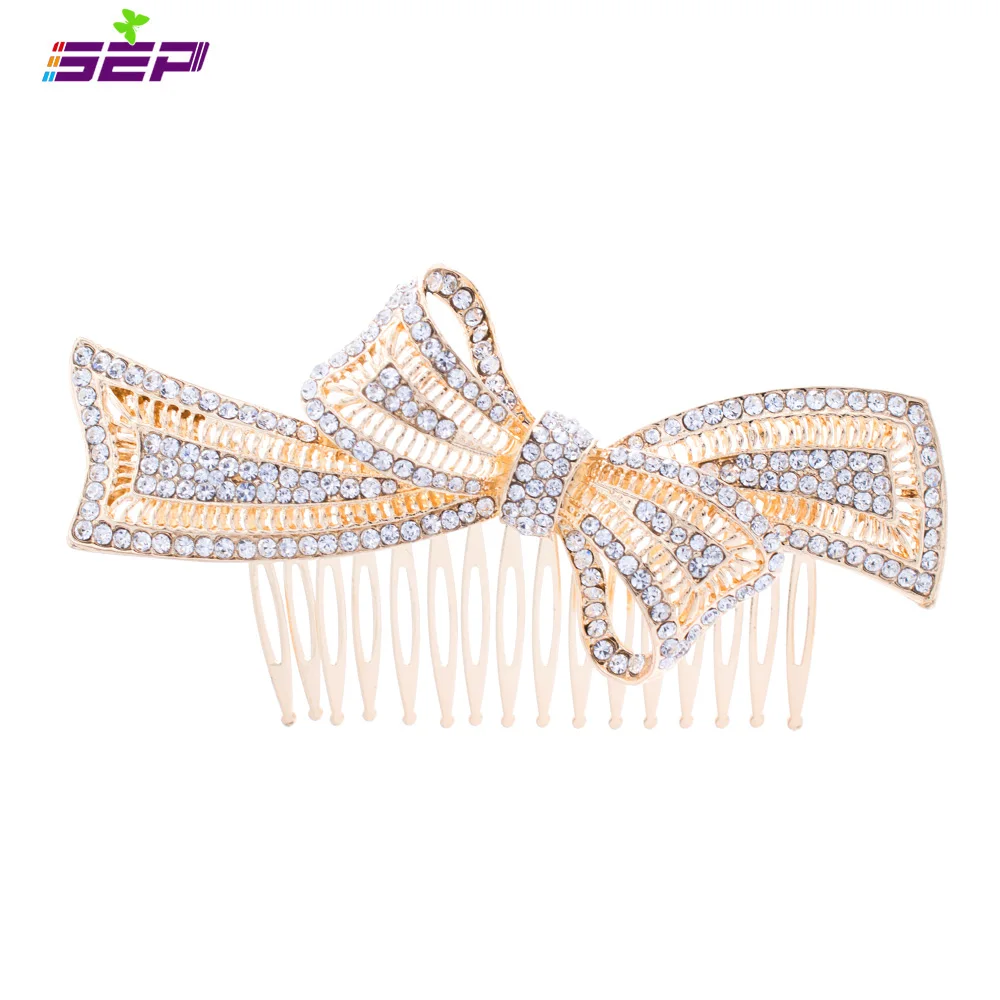 Стразы кристаллы бант заколка для волос боковая расческа женские Украшения