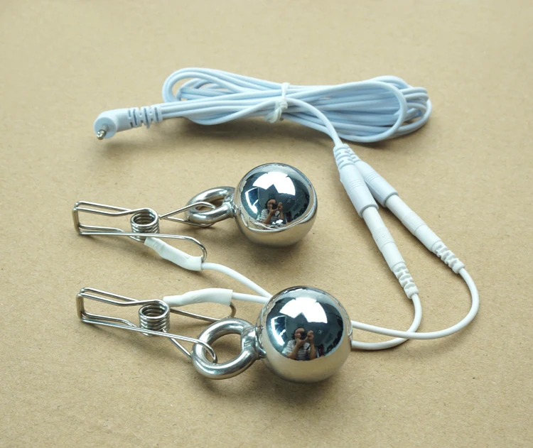 Электрический шок соски зажимы с 70 г металлическим шариком для женщин груди