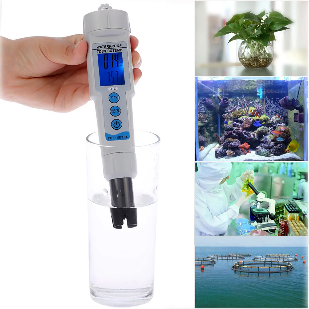 

Mini 3 in 1 Professional Pen Type Water Quality Tester Multi Parameter EC/TDC Meter Acidometer Water Detecotor Anlysis