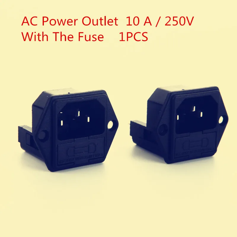 

1PCS/LOT 10 A / 250V YT599 AC Power Outlet Electrical Socket Outlet Cable Socket Black With the Fuse Dual function design