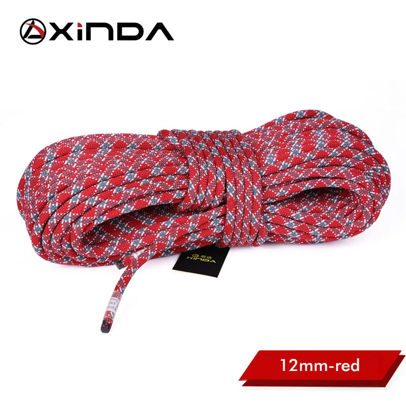 12mm-Red-10meter XINDA Кемпинг Скалолазание Веревка 12 мм статический канат диаметр высокопрочный шнур безопасности скалолазание оборудование выживания - Цвет: 12mm-Red-10meter